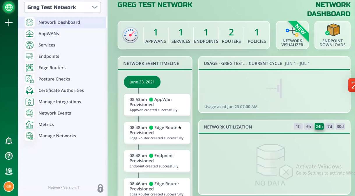 NetFoundry Dashboard
