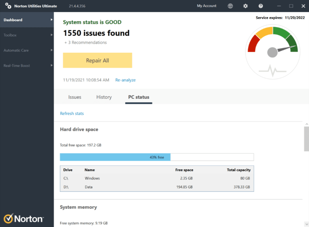norton-antiVirus-cybersecurity-tool-dashboard