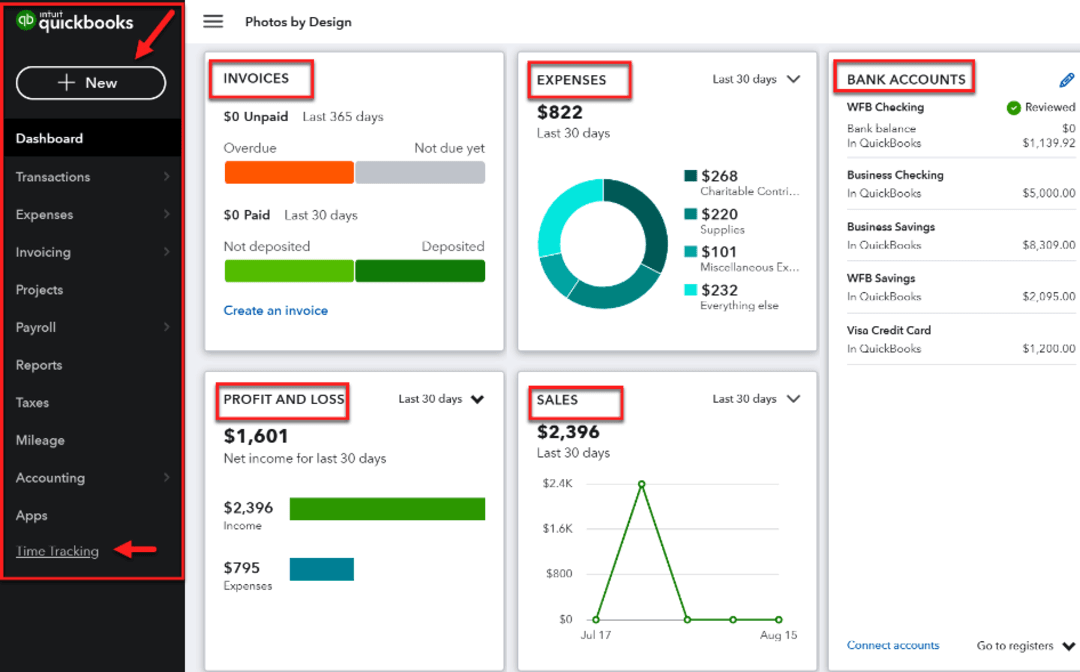 quickbooks online pos billing dashboard