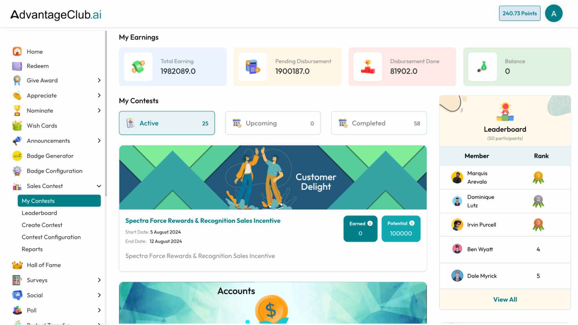 sales contest & automated incentives