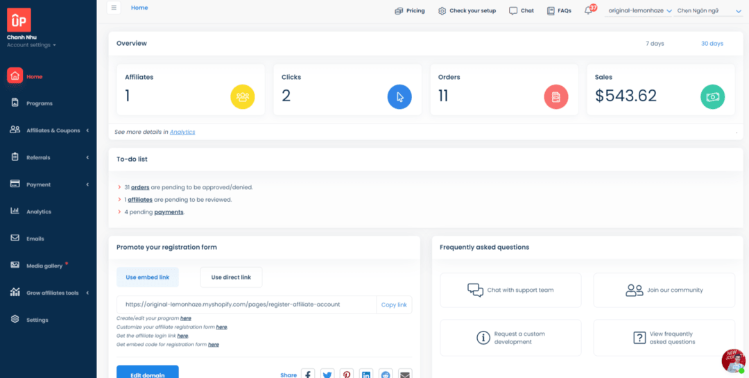 uppromote-affiliate-software-dashboard